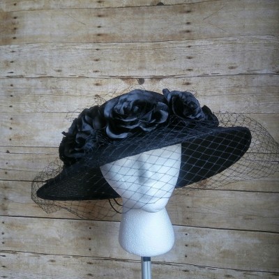 August Hat Company s Hat Black Lace Fabric Fishnet Overlay Rose Hatband  eb-06931355